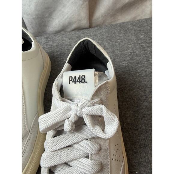 P448 Soho Low Top Sneaker Shoes Women’s White Silver Sz 38 Leather - Picture 8 of 10